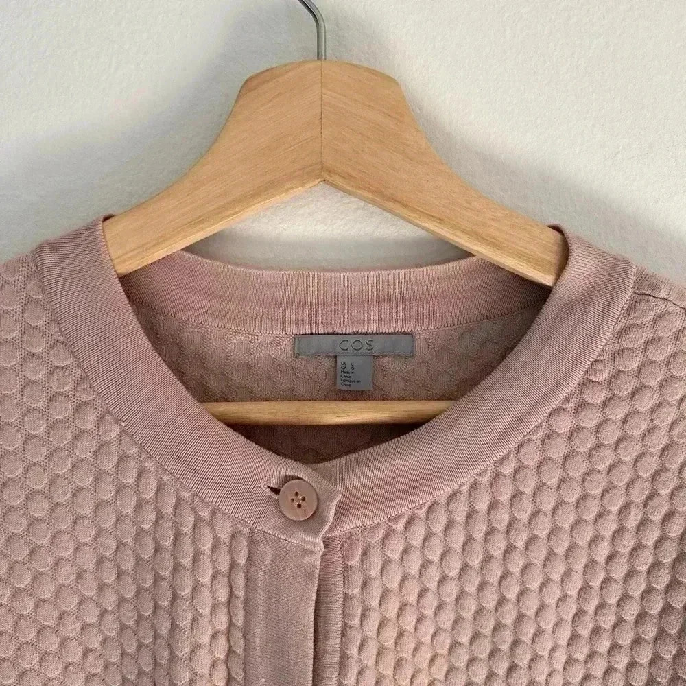 Cos Textured Dot Flowy Button Down Knit Crew Neck… - image 5